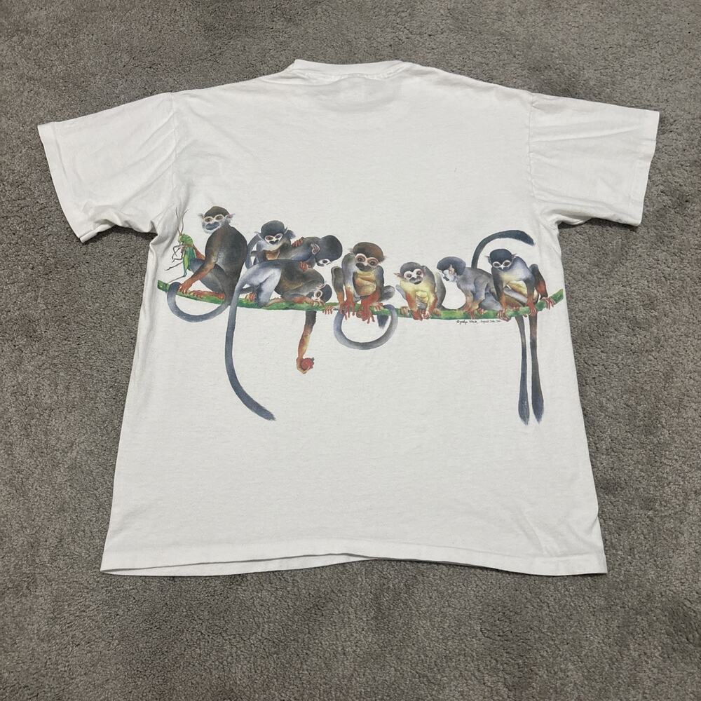 Vintage Monkey Shirt Mens L Nature Graphic Anvil 90s Single Stitch Jocelyn Slack - Picture 5 of 6